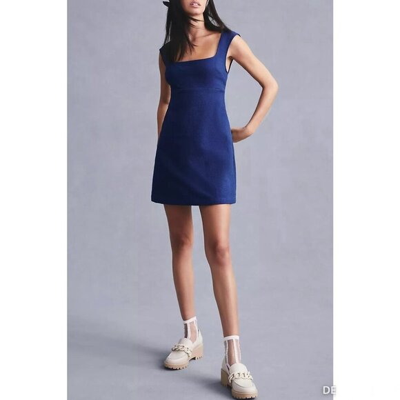 Maeve Mini Shift Dress Anthropologie Navy Blue Lined Summer Cocktail Party 12 - Picture 1 of 11